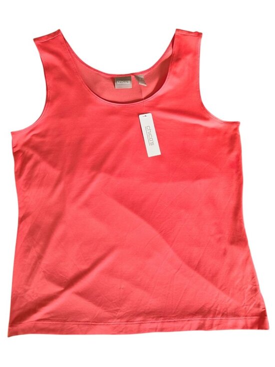 Chico's Tops - Chico's Microfeel Timeless Stank Basic Knit Caribbean Coral Women Size 2 NEW